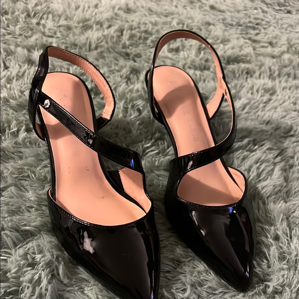 Anne Klein Black Patent Slingback Heels